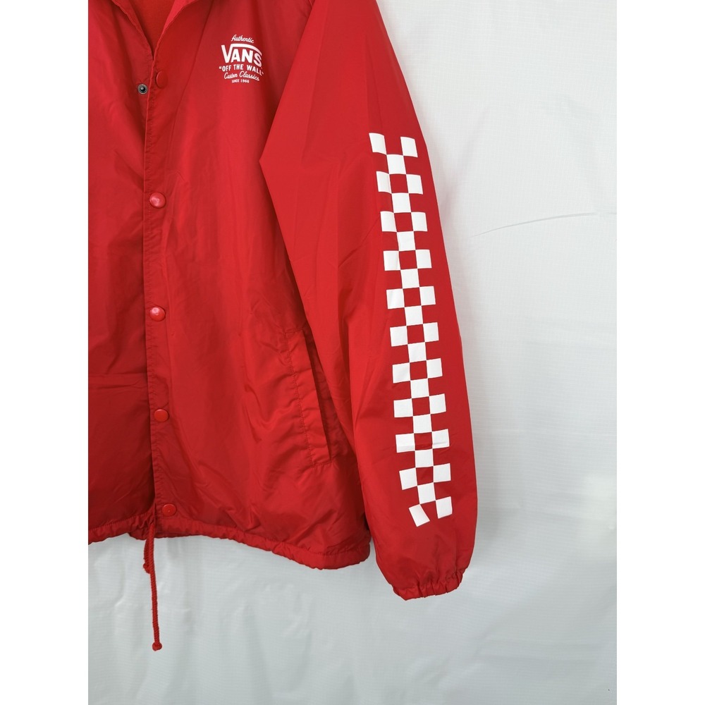 Vans Jacket Mens Large Red Rain Windbreaker Lined Weather Gear